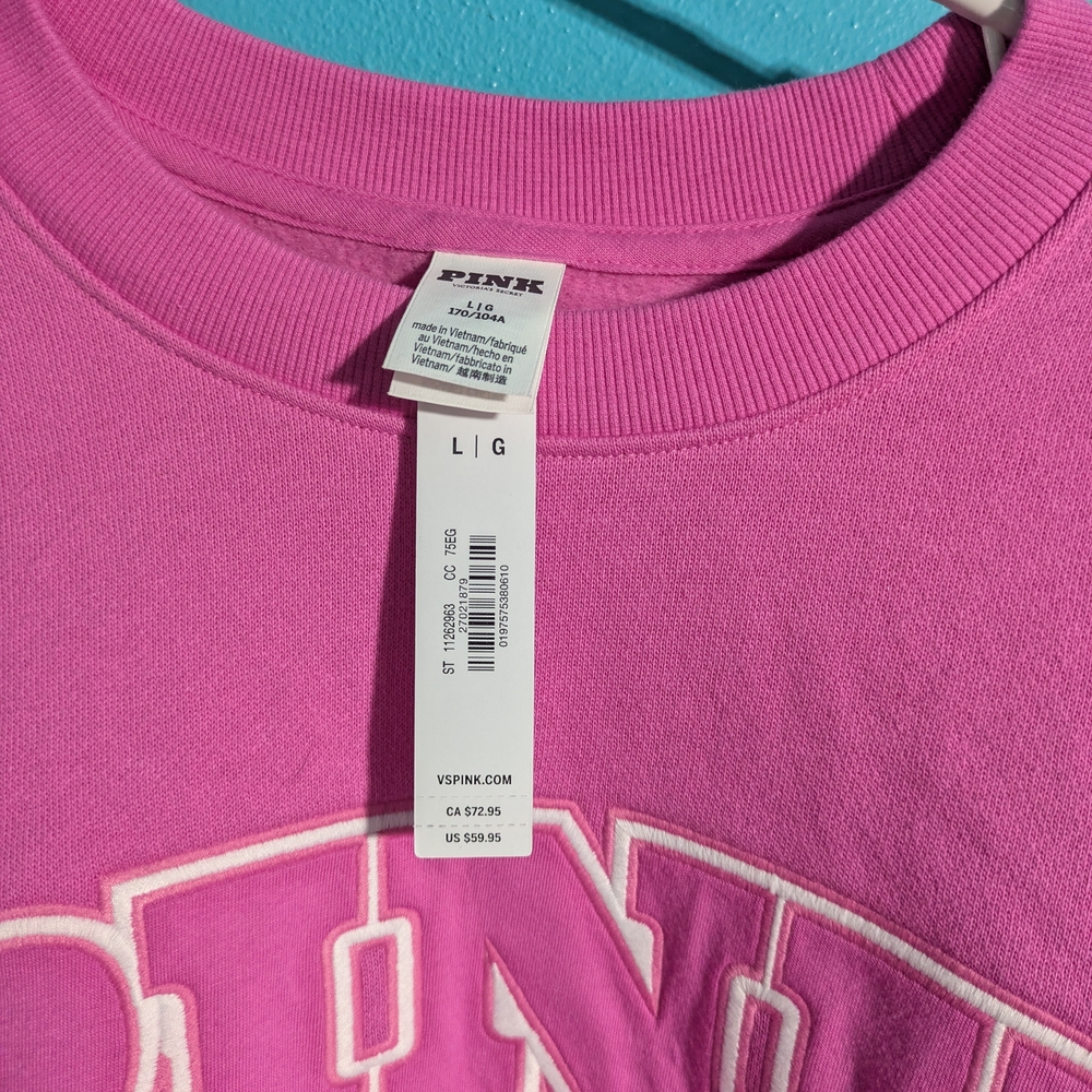 PINK Victoria's Secret Fleece Crewneck Sweatshirt - Bright Pink - Picture 2 of 8